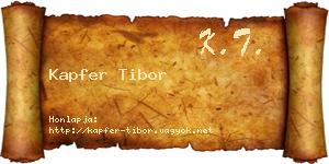 Kapfer Tibor névjegykártya
